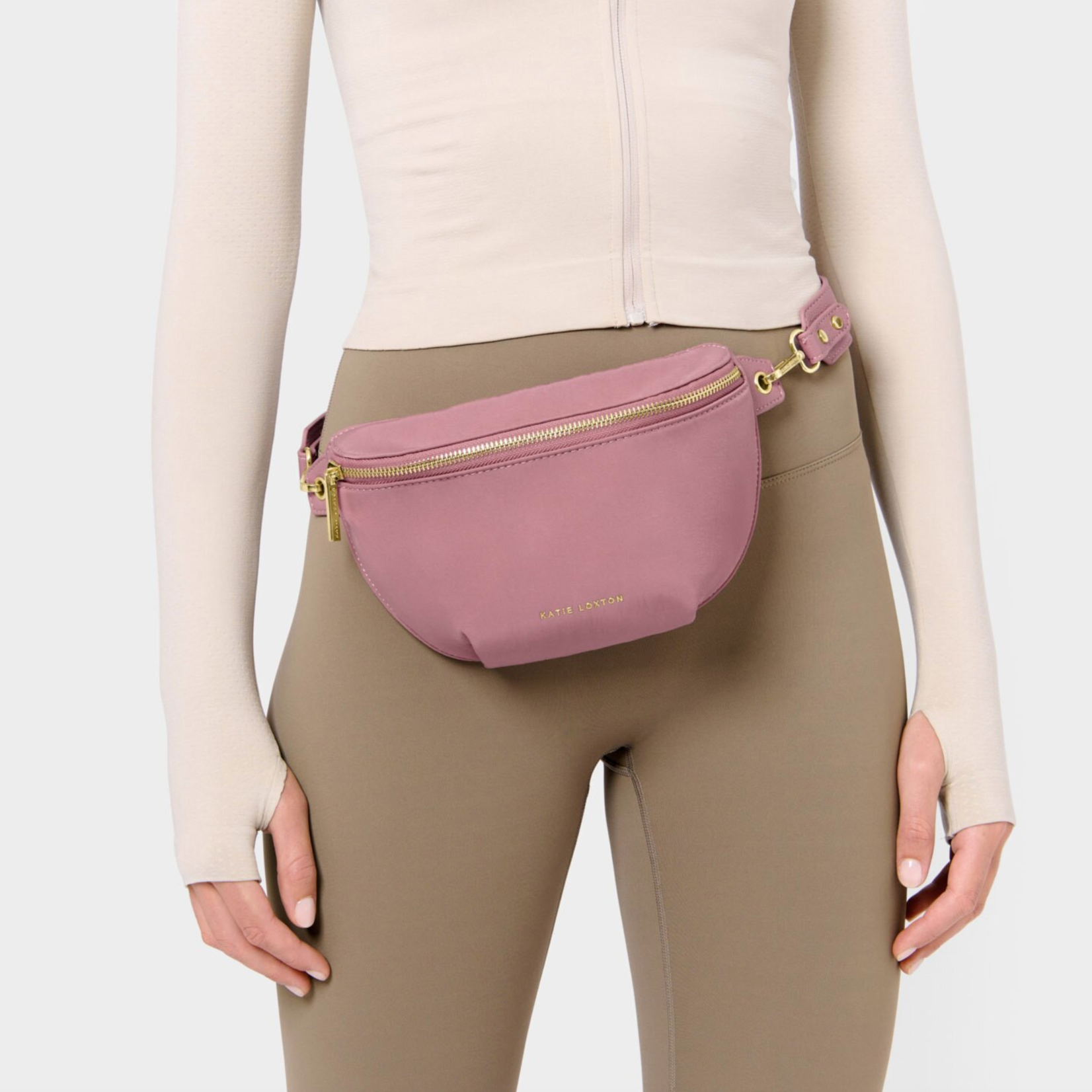 Katie Loxton Nylon-Luxe Belt Bag- Deep Rose