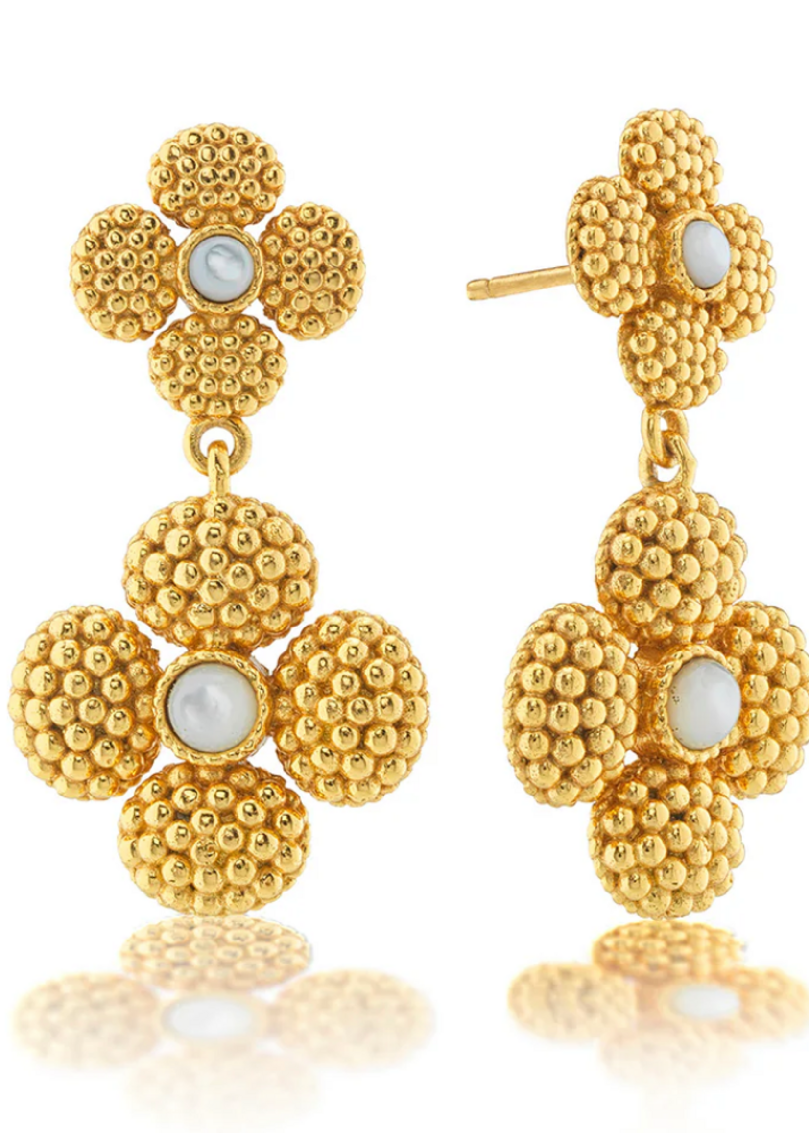 Capucine De Wulf Berry Clover Convertible Duo Earrings- MOP