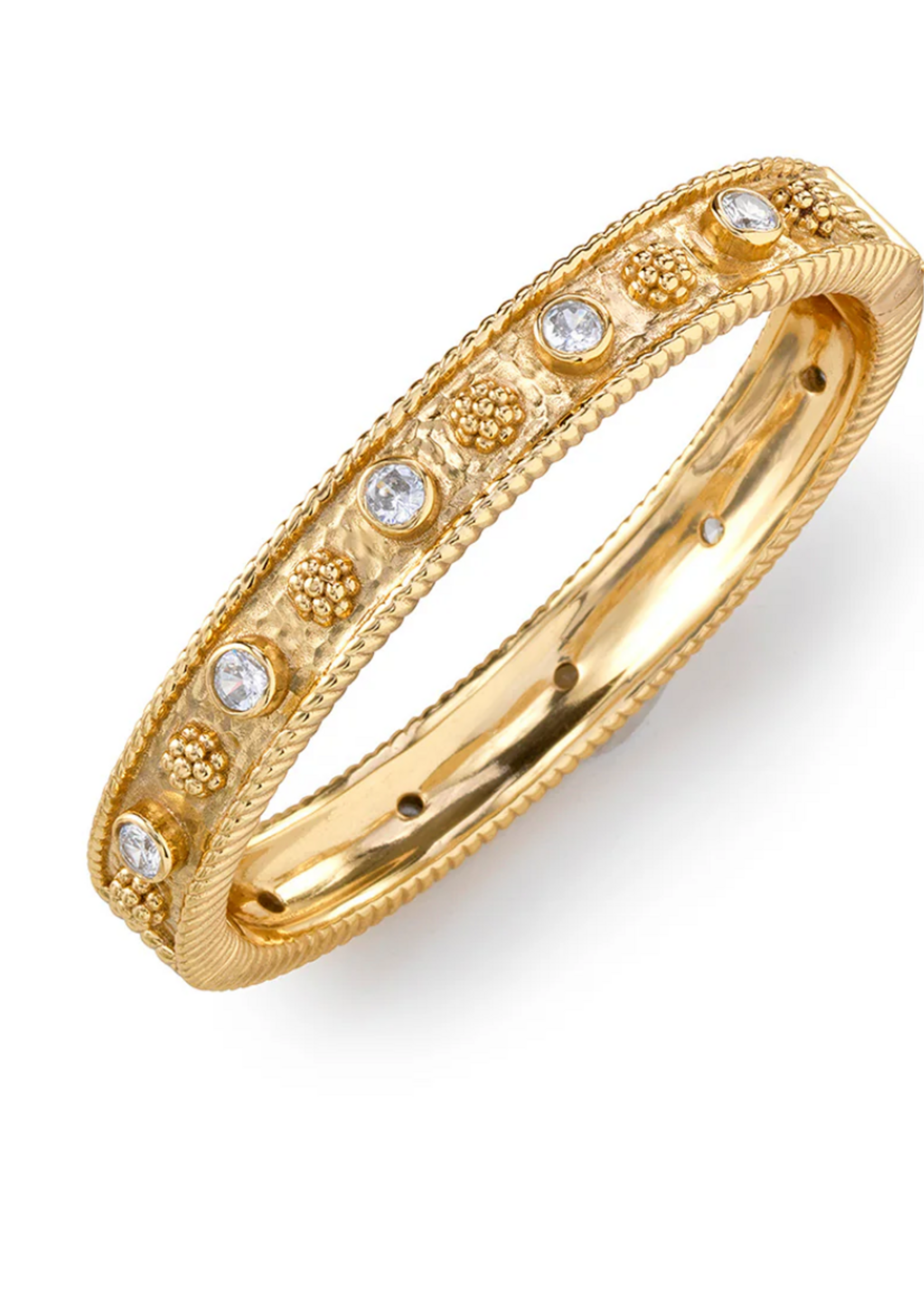 Capucine De Wulf Berry Gem Classic Hinged Bangle- Clear Cubic Zirc