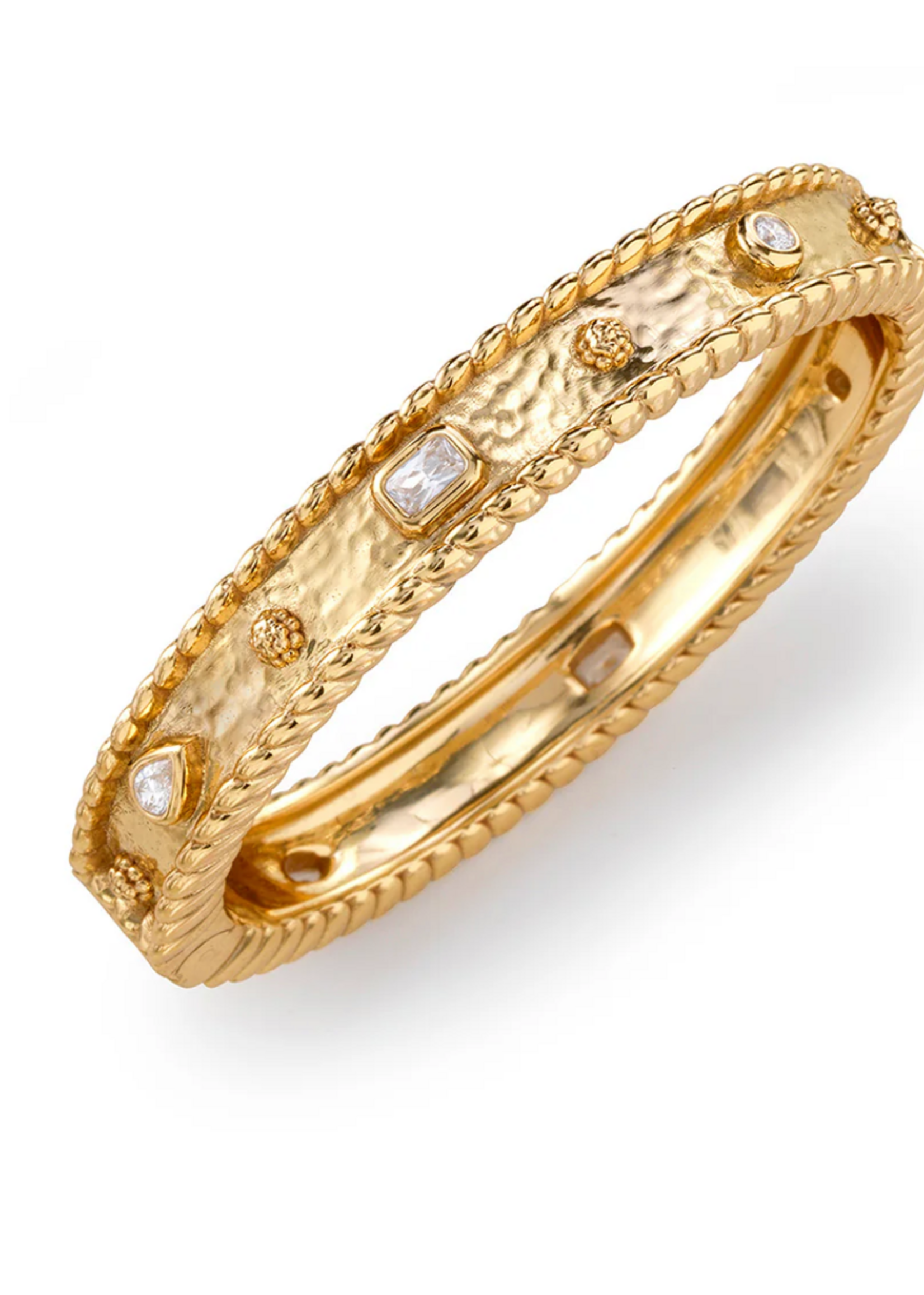 Capucine De Wulf Berry Gem Hinged Bangle- Clear Cubic Zirconia