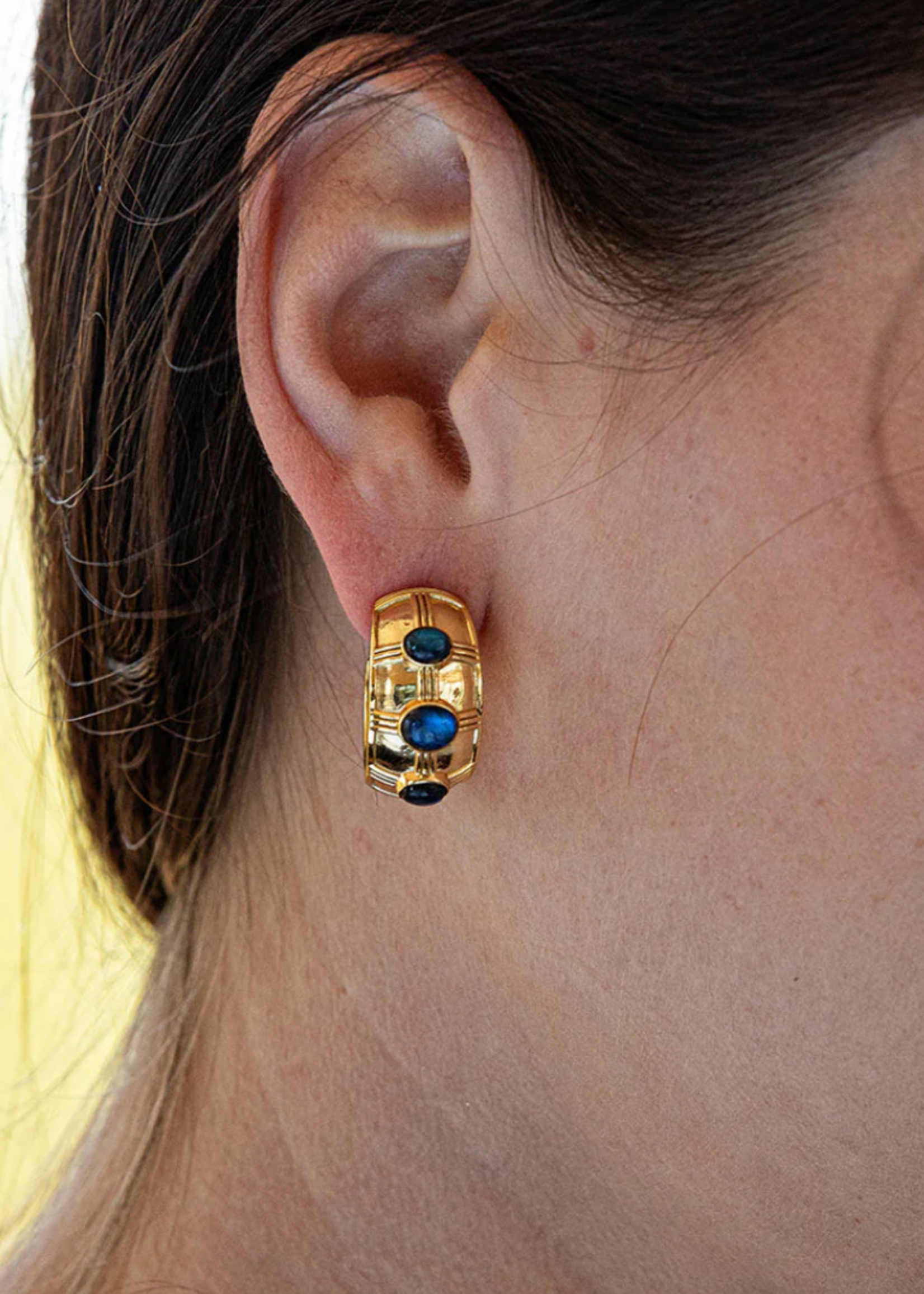 Capucine De Wulf Cleopatra Bold Hoop Earrings- Blue Labradorite