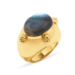 Capucine De Wulf Cleopatra Oval Ring, Size 7 - Gold/Blue Labradorite