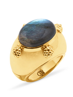 Capucine De Wulf Cleopatra Oval Ring, Size 8 - Gold/Blue Labradorite