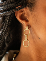 Capucine De Wulf Cleopatra Regal Double Link Earrings- Gold