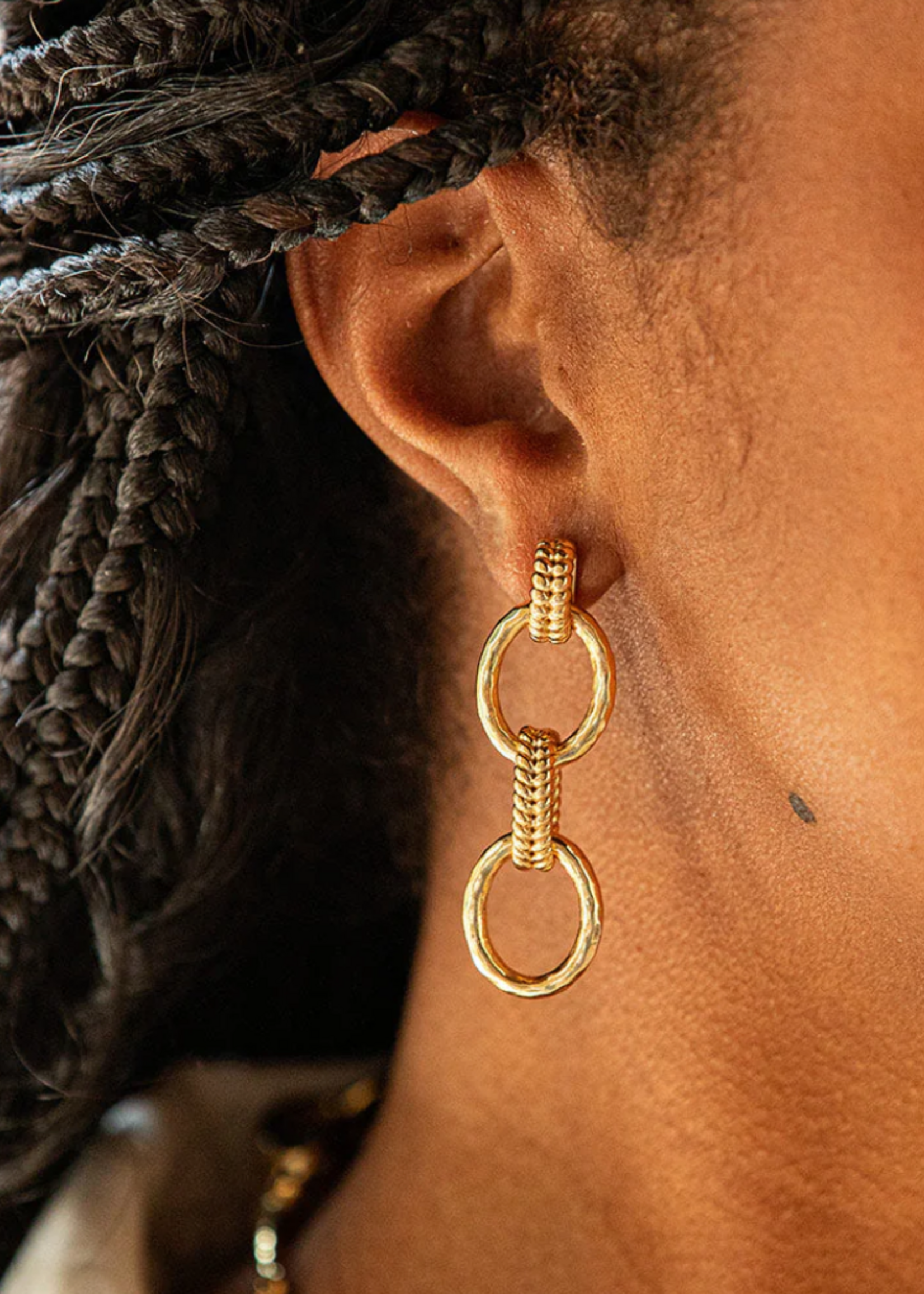 Capucine De Wulf Cleopatra Regal Double Link Earrings- Gold