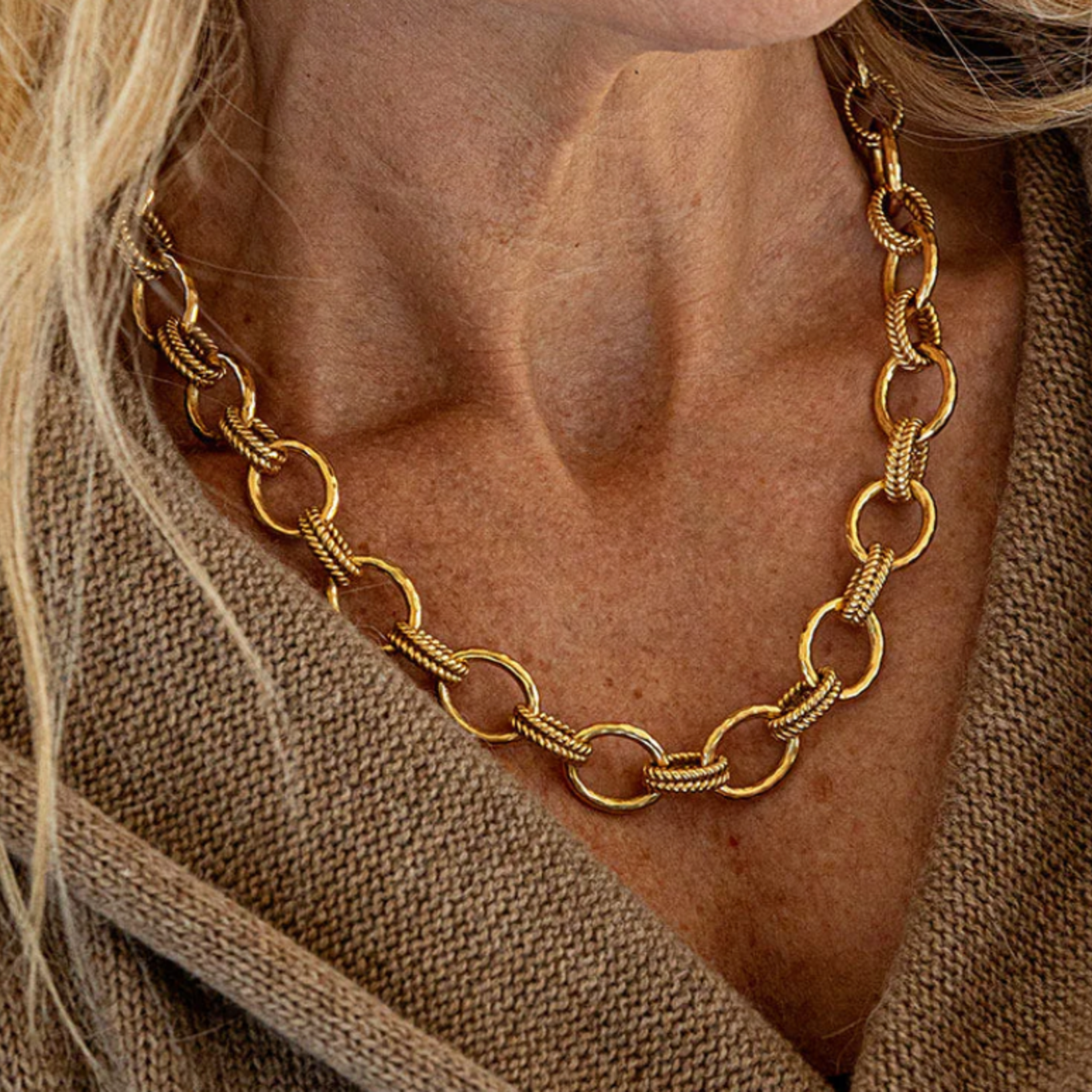 Capucine De Wulf Cleopatra Regal Link Necklace, 16"+2- Gold