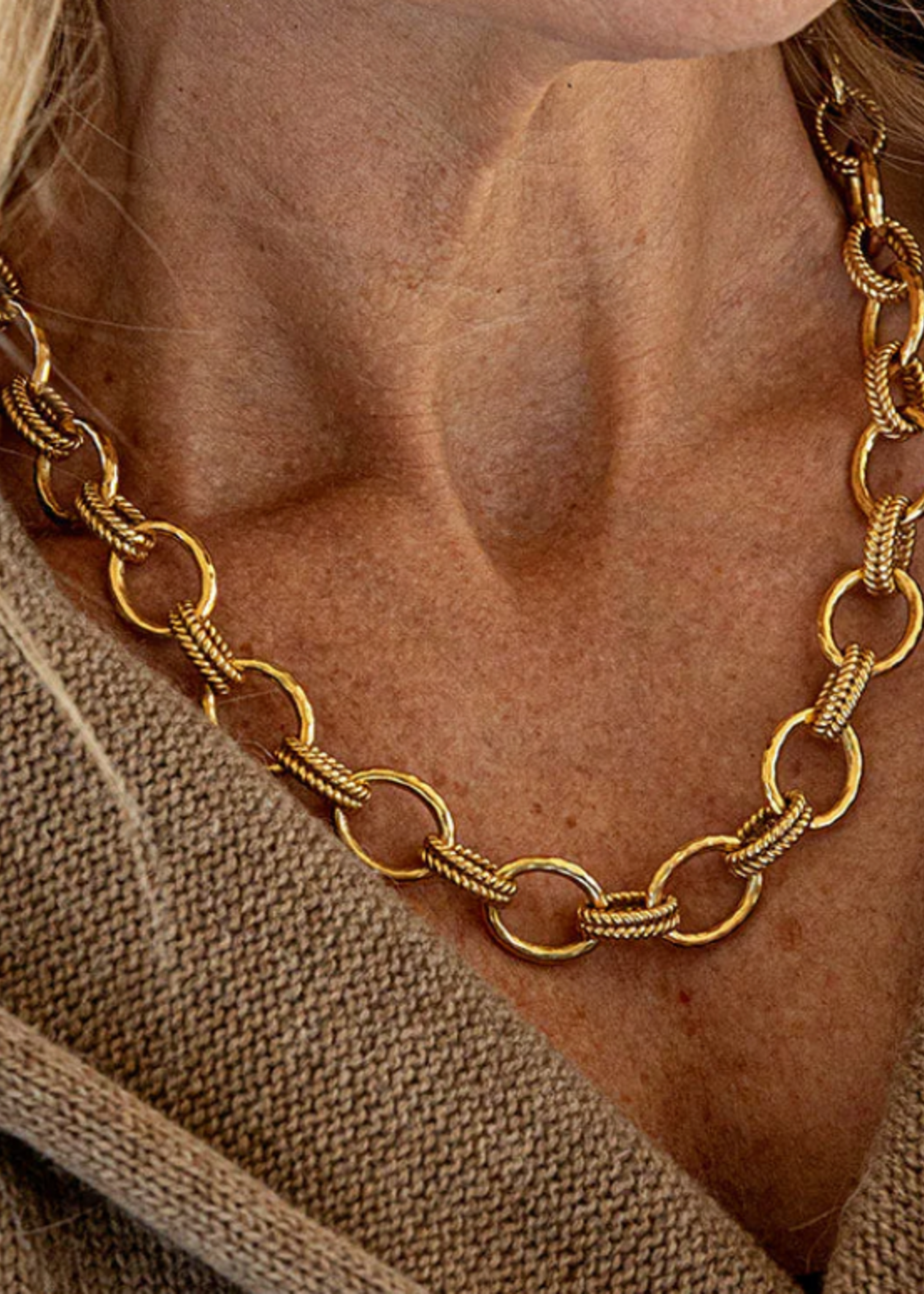 Capucine De Wulf Cleopatra Regal Link Necklace, 16"+2- Gold