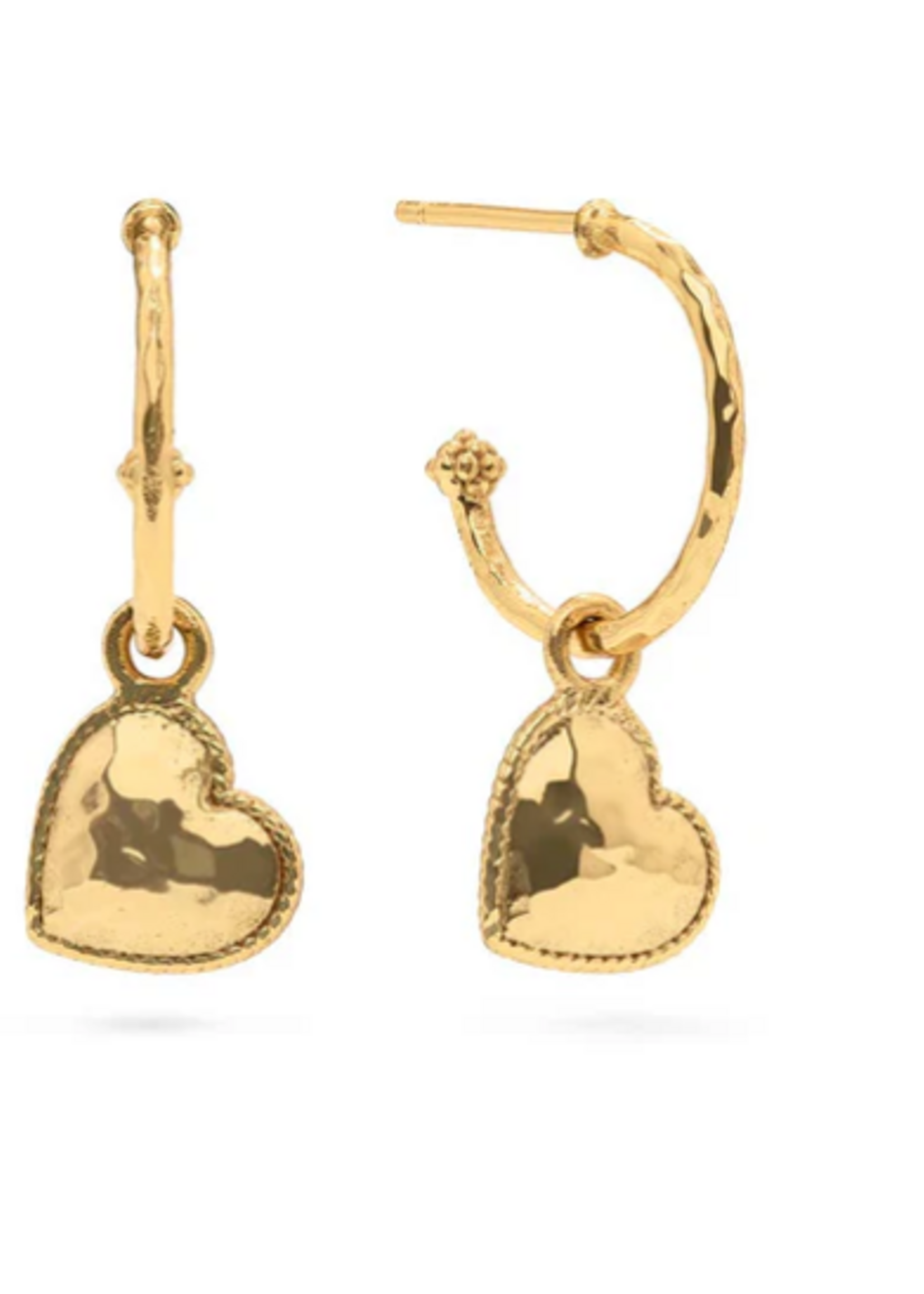 Capucine De Wulf Love Hoop Earrings with Heart Charm- Gold