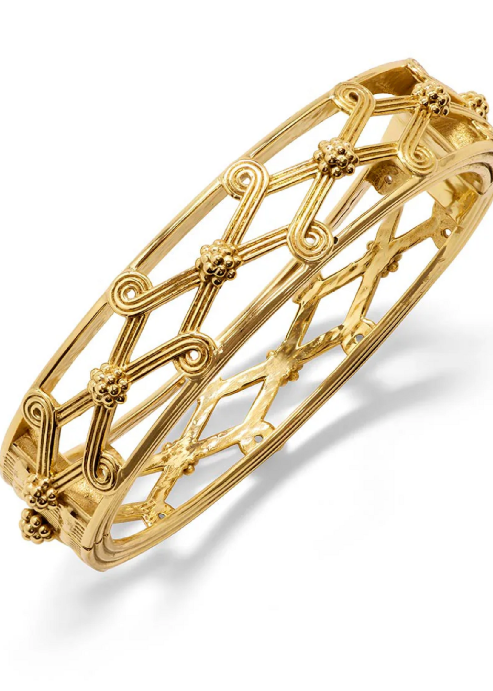 Capucine De Wulf Monique Lattice Hinged Bangle- Gold