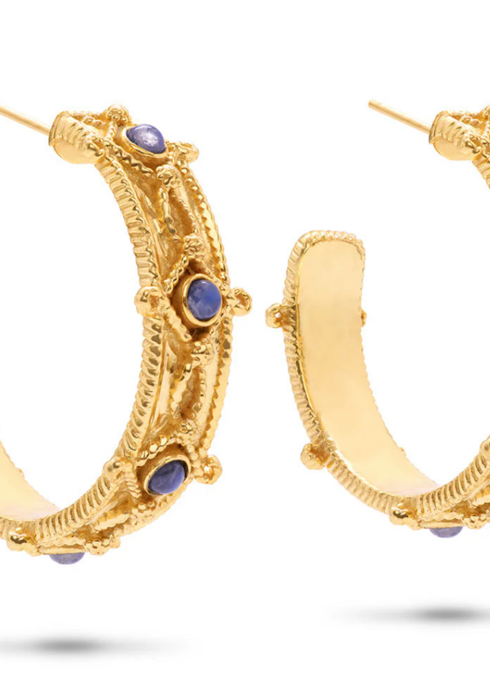Capucine De Wulf Victoria Hoop Earrings- Gold/Blue Labradorite