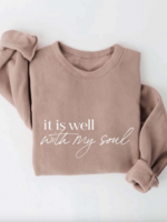 Oat Collective It Is Well With My Soul Sweatshirt- Tan- Small