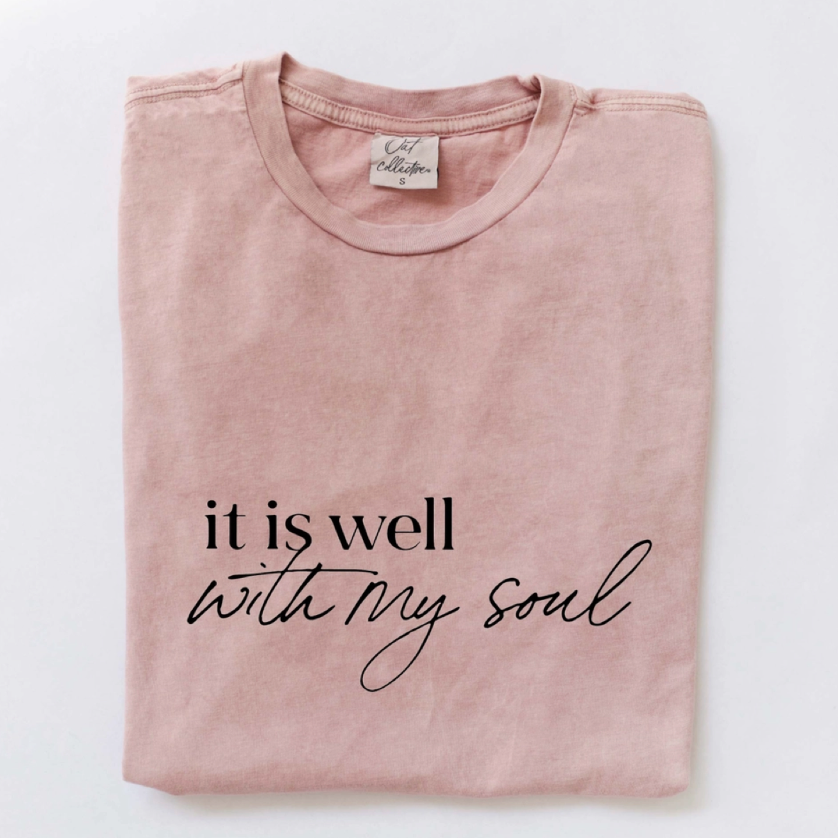 Oat Collective It Is Well WIth My Soul Graphic Tee | Soft Pink
