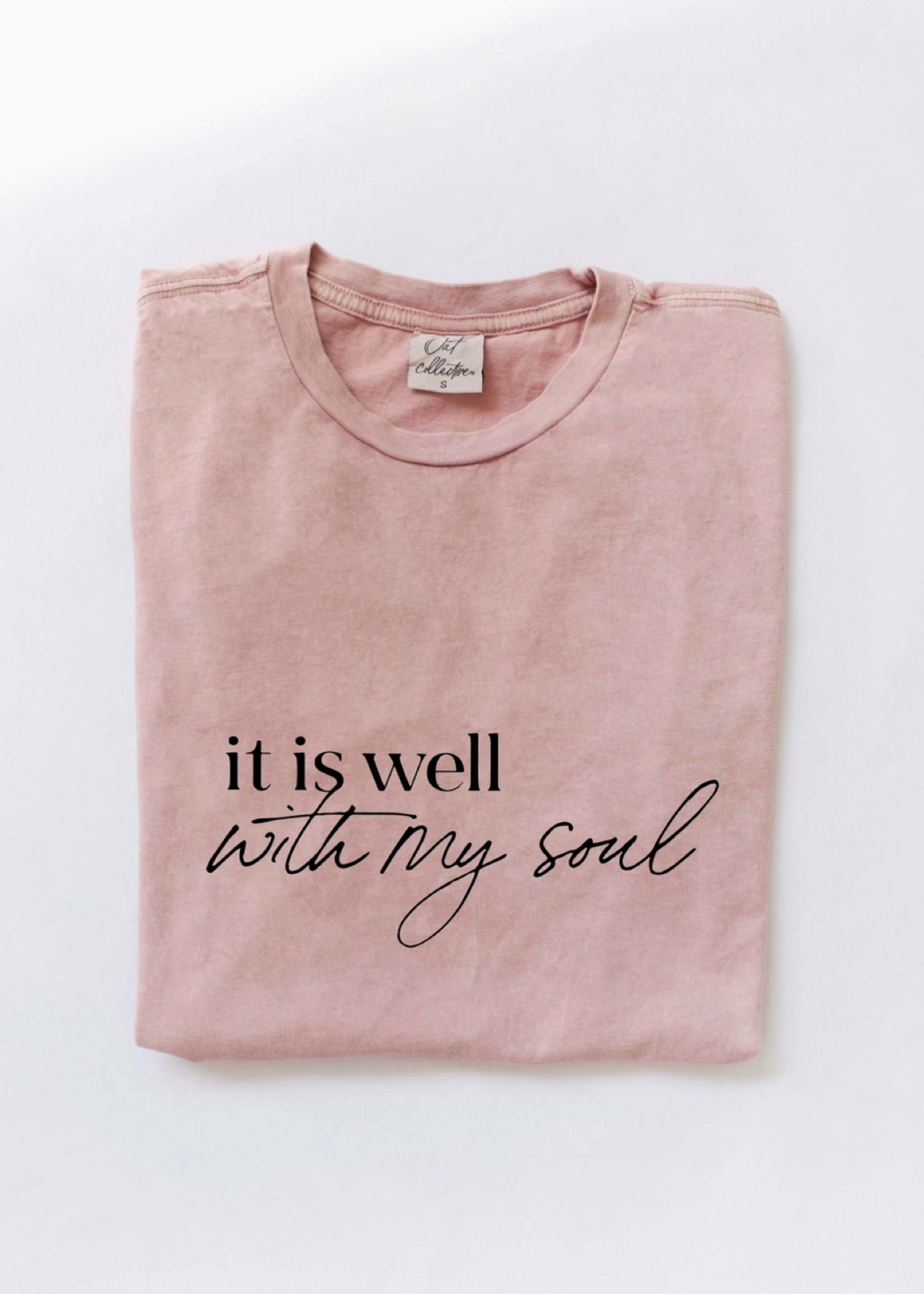 Oat Collective It Is Well WIth My Soul Graphic Tee | Soft Pink