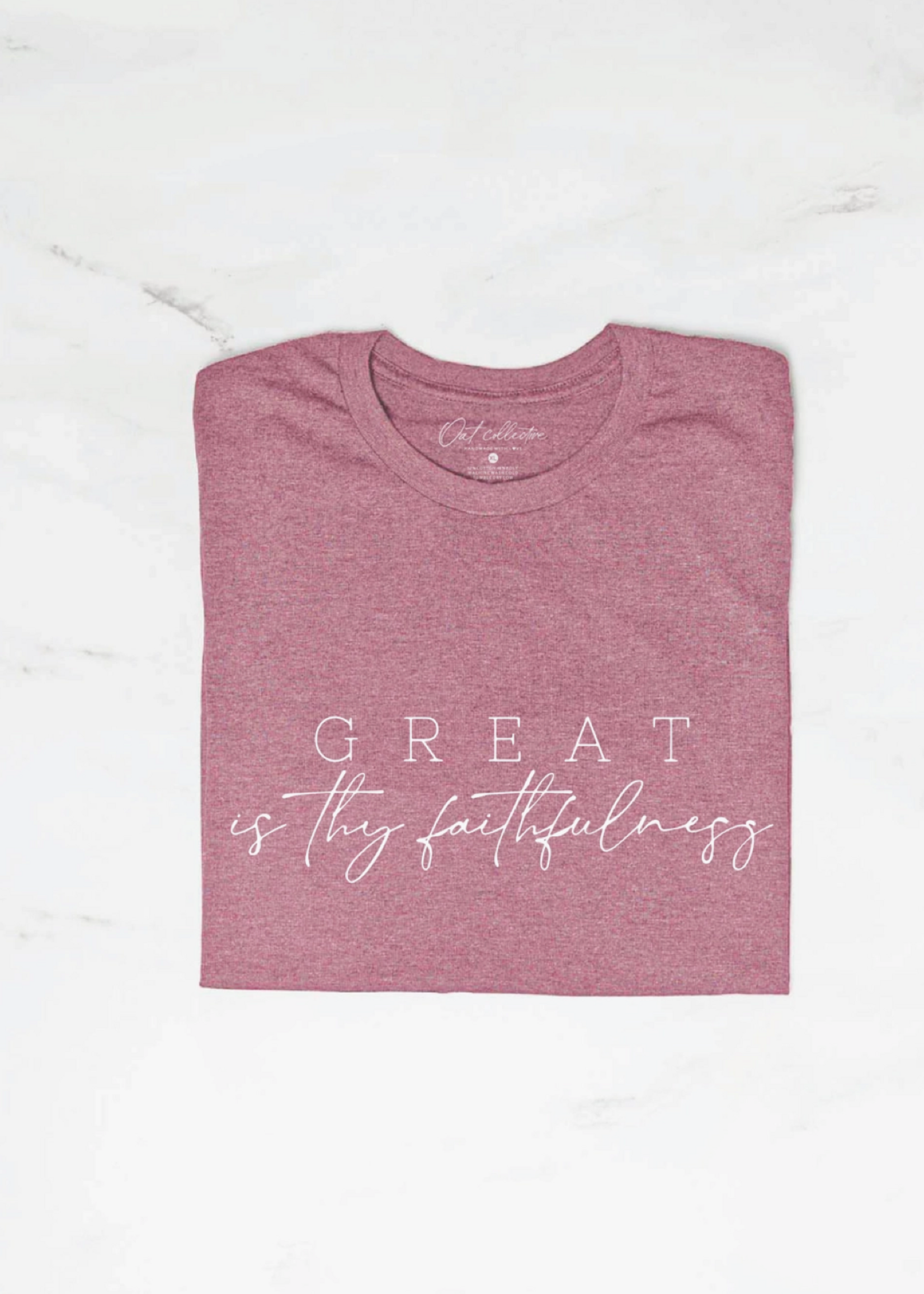Oat Collective Great is Thy Faithfullness Graphic T-Shirt | Heather Mauve