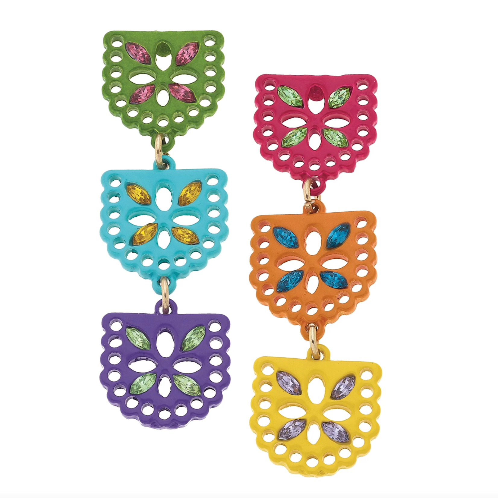 Canvas Fiesta Papel Picado Enamel Banner Earrings
