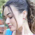 Canvas Fiesta Rhinestone Flower Maracas Earrings
