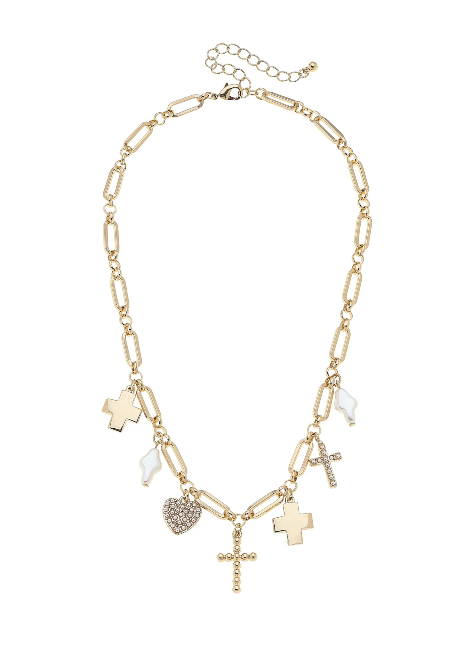 Canvas Abigail Multi Cross Charm Necklace