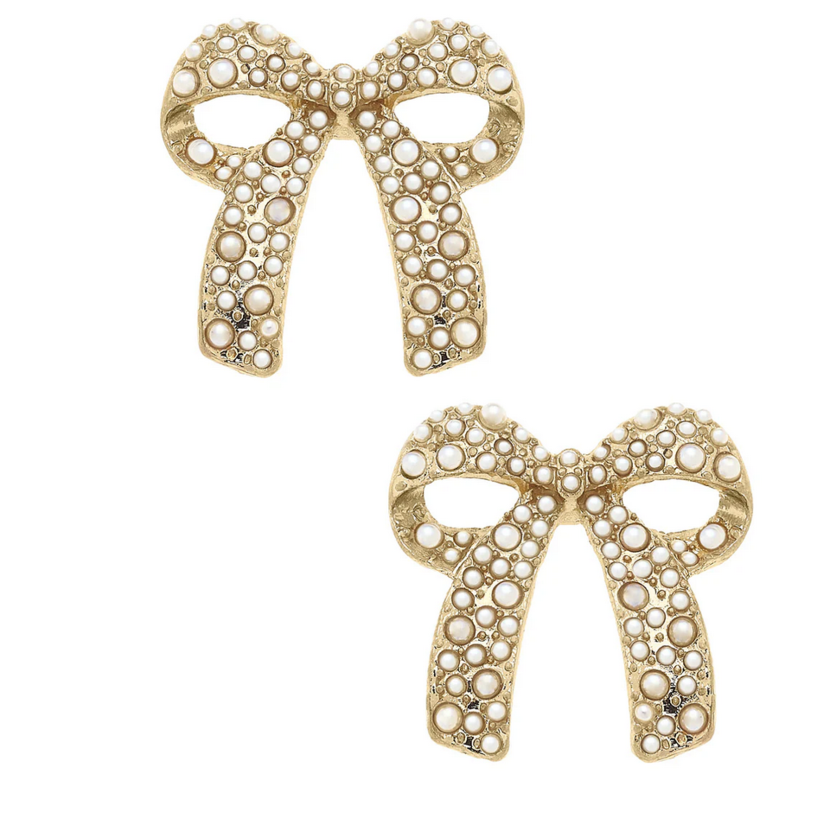Canvas Priscilla Pearl Studded Bow Earrings