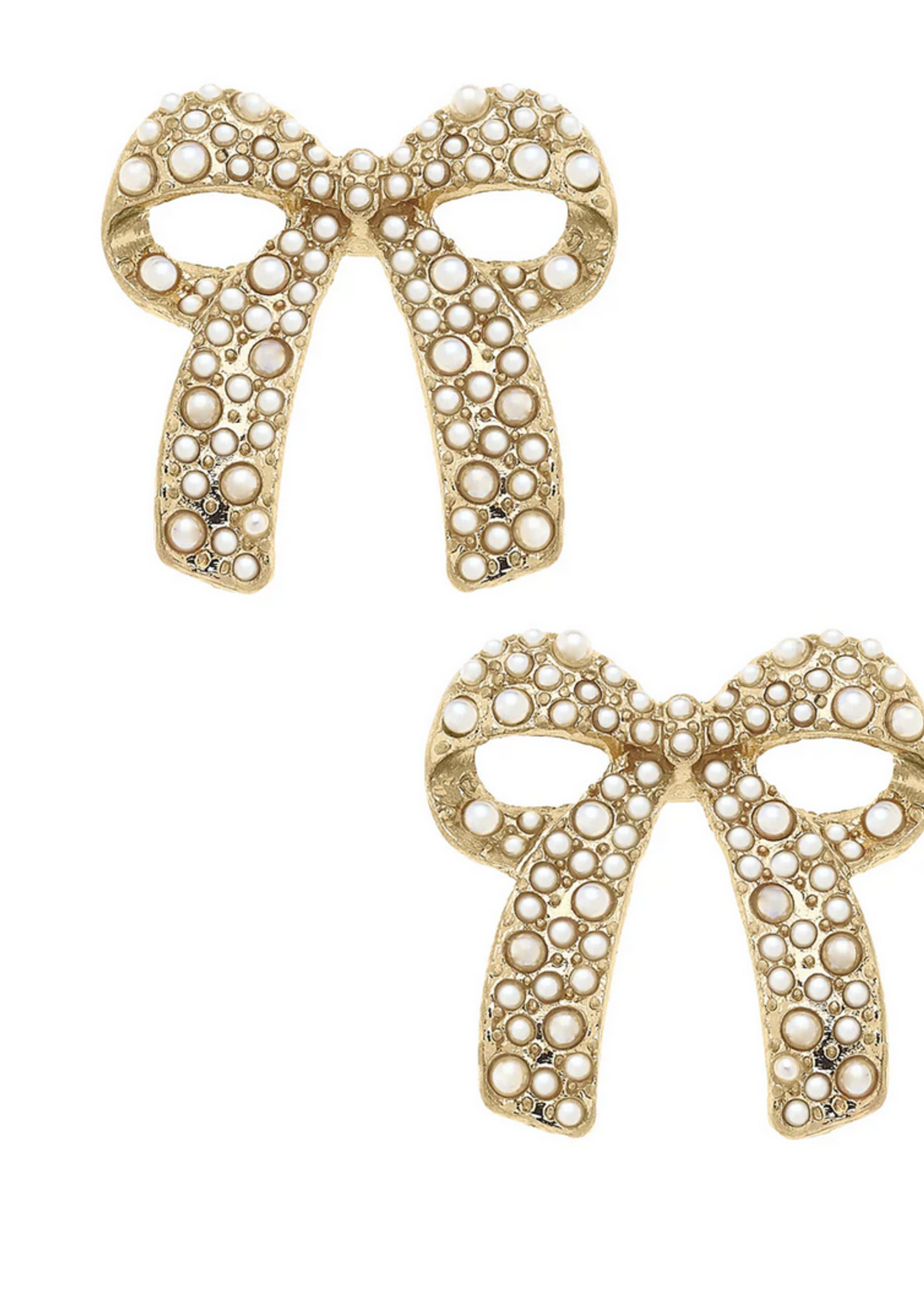 Canvas Priscilla Pearl Studded Bow Earrings