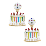 Canvas Rhinestone Enamel Birthday Cake Earrings