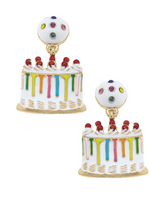 Canvas Rhinestone Enamel Birthday Cake Earrings