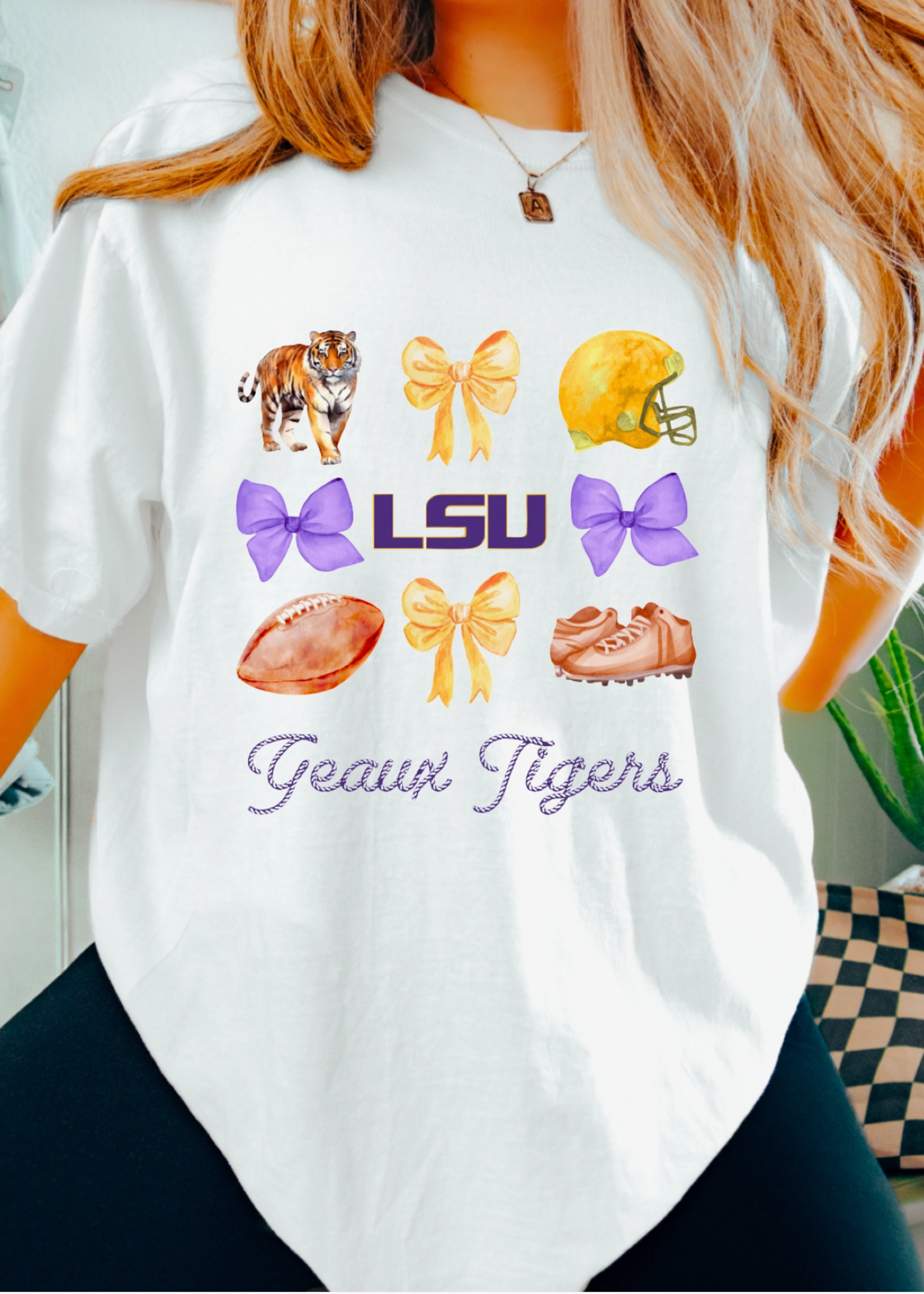 Gia Gifts Boutique LSU Geaux Tigers Coquette Graphic Tee