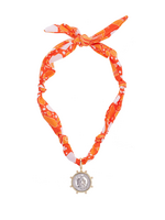Canvas Lydia Studded Coin Scarf Necklace in Orange & White