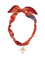 Canvas Monroe Pearl Bumble Bee Scarf Necklace in Orange/Red