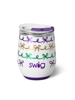 Mardi Gras Bows Stemless Wine Cup 12oz