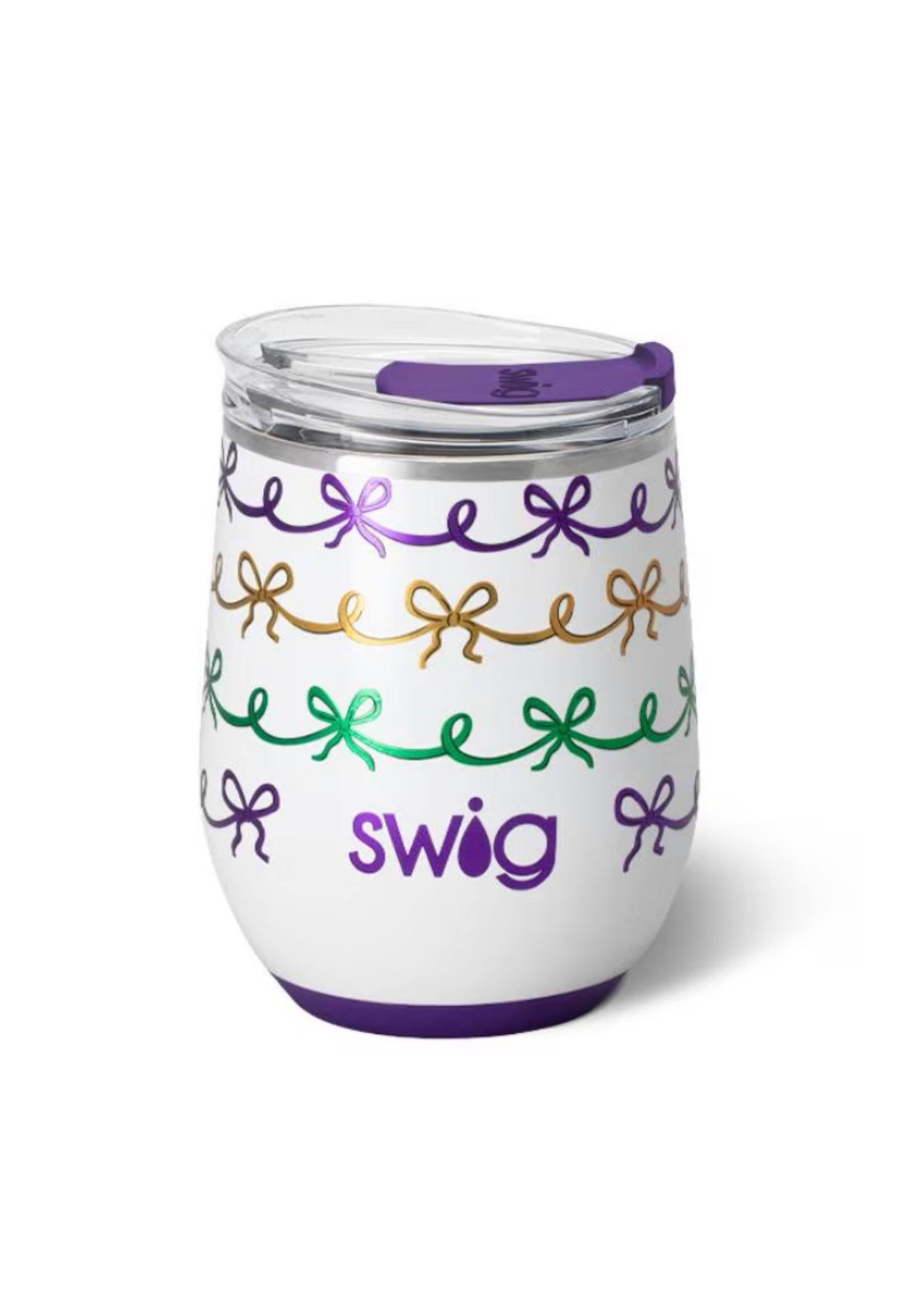 Mardi Gras Bows Stemless Wine Cup 12oz