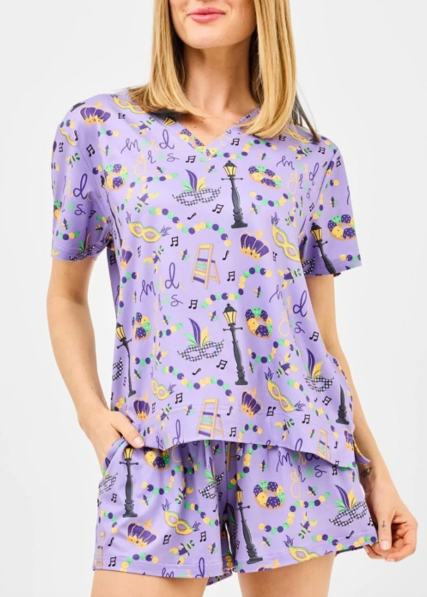 Mary Square Ali Mardi Gras PJ Set