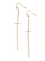 Leslie Curtis Jewelry Molly-Dainty gold herringbone chain cross earrings