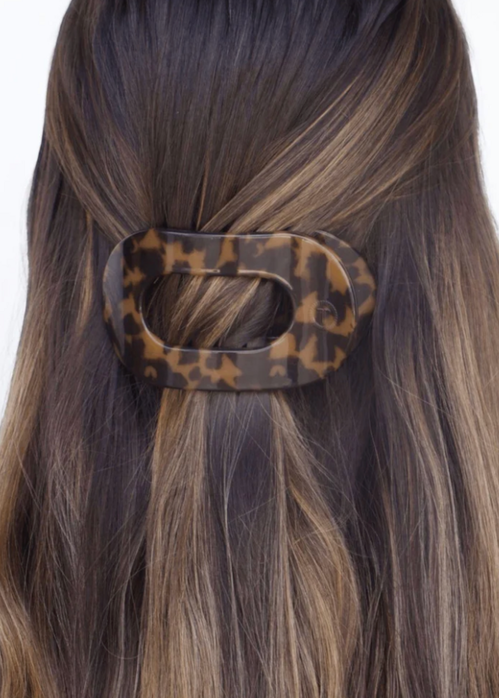 Teleties Medium Flat Round Clip - Tortoise
