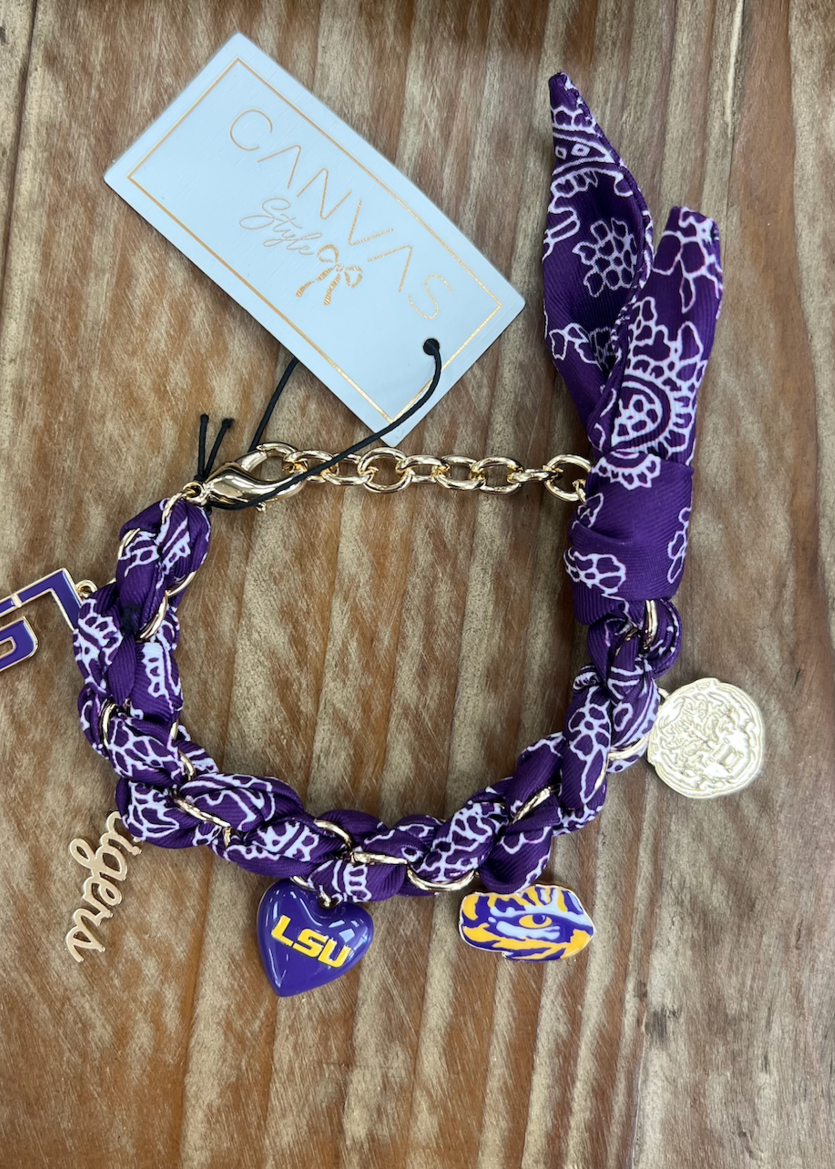 Canvas LSU Tigers Bandana Charm Bracelet