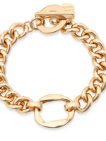 Leslie Curtis Jewelry Cynthia- Gold link chain bracelet with oval pendant