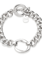 Leslie Curtis Jewelry Cynthia- Silver link chain bracelet with oval pendant