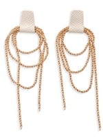Leslie Curtis Jewelry Darla- Multi-layered drop chain with cream leather