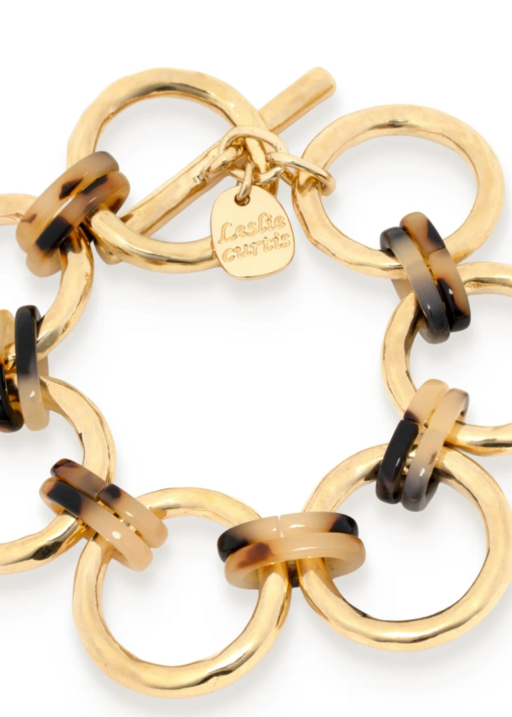 Leslie Curtis Jewelry Simone- Gold bracelet with tortoise link accents