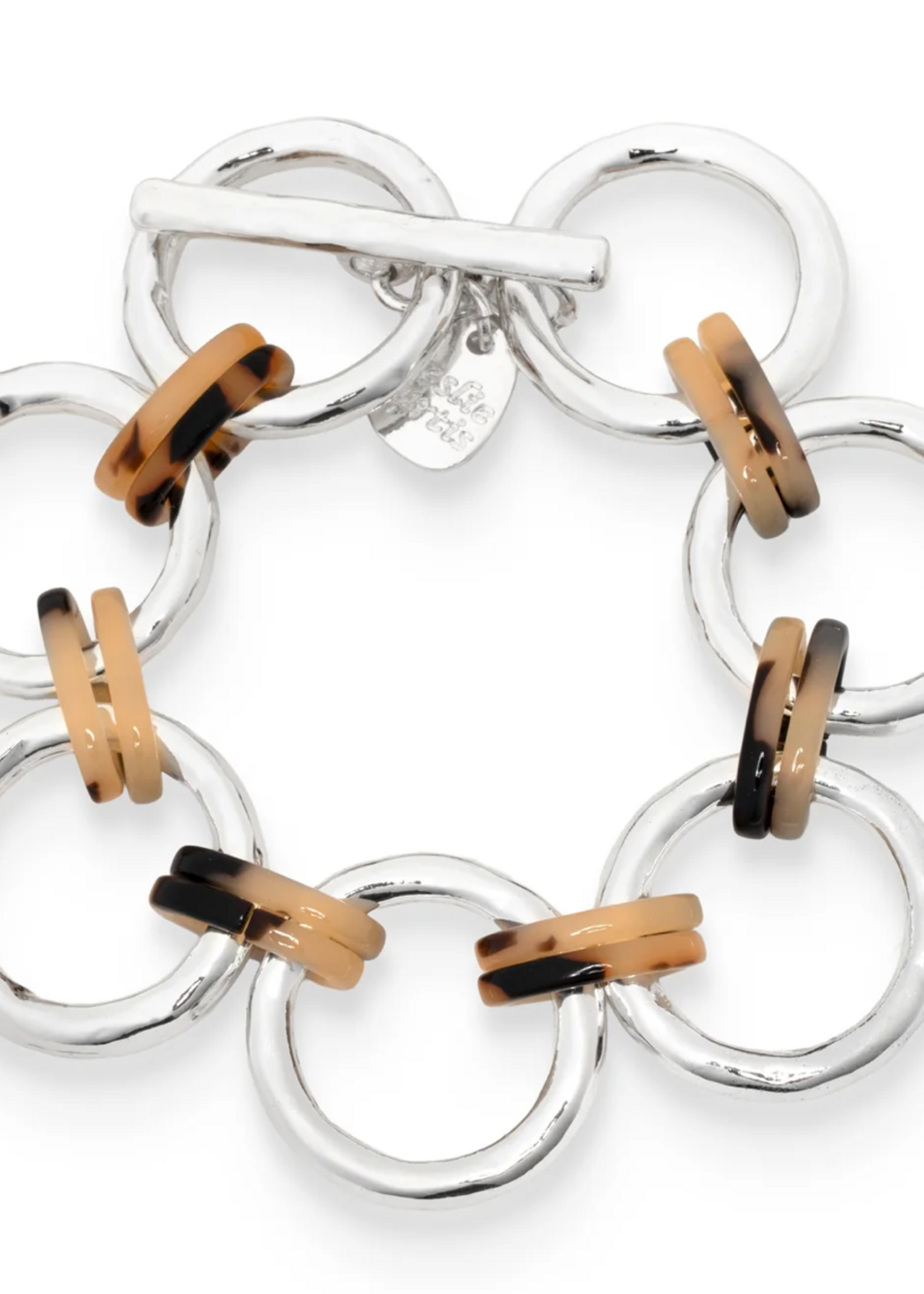 Leslie Curtis Jewelry Simone- Silver bracelet with tortoise link accents
