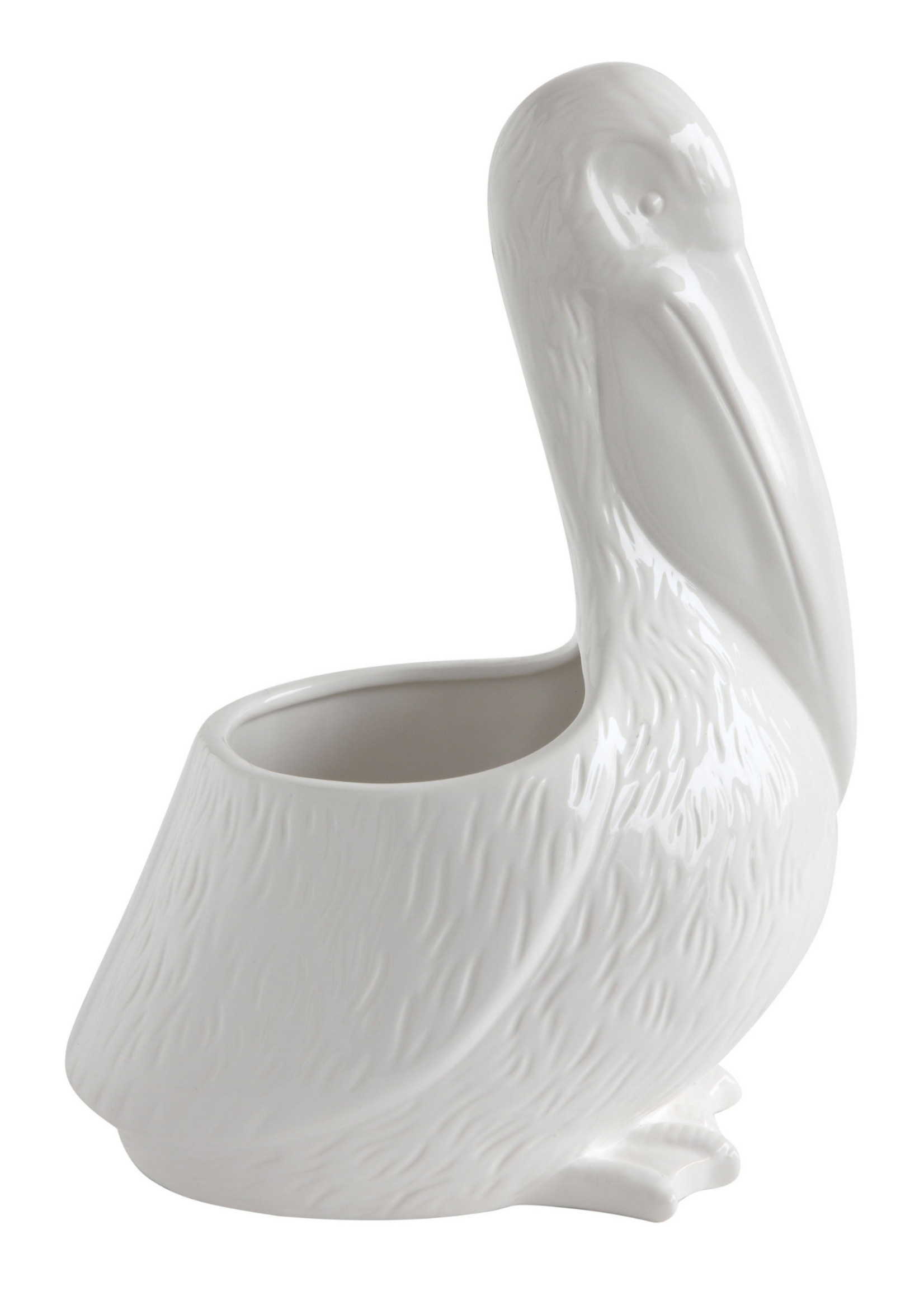 Creative Co-Op White Ceramic Pelican Planter