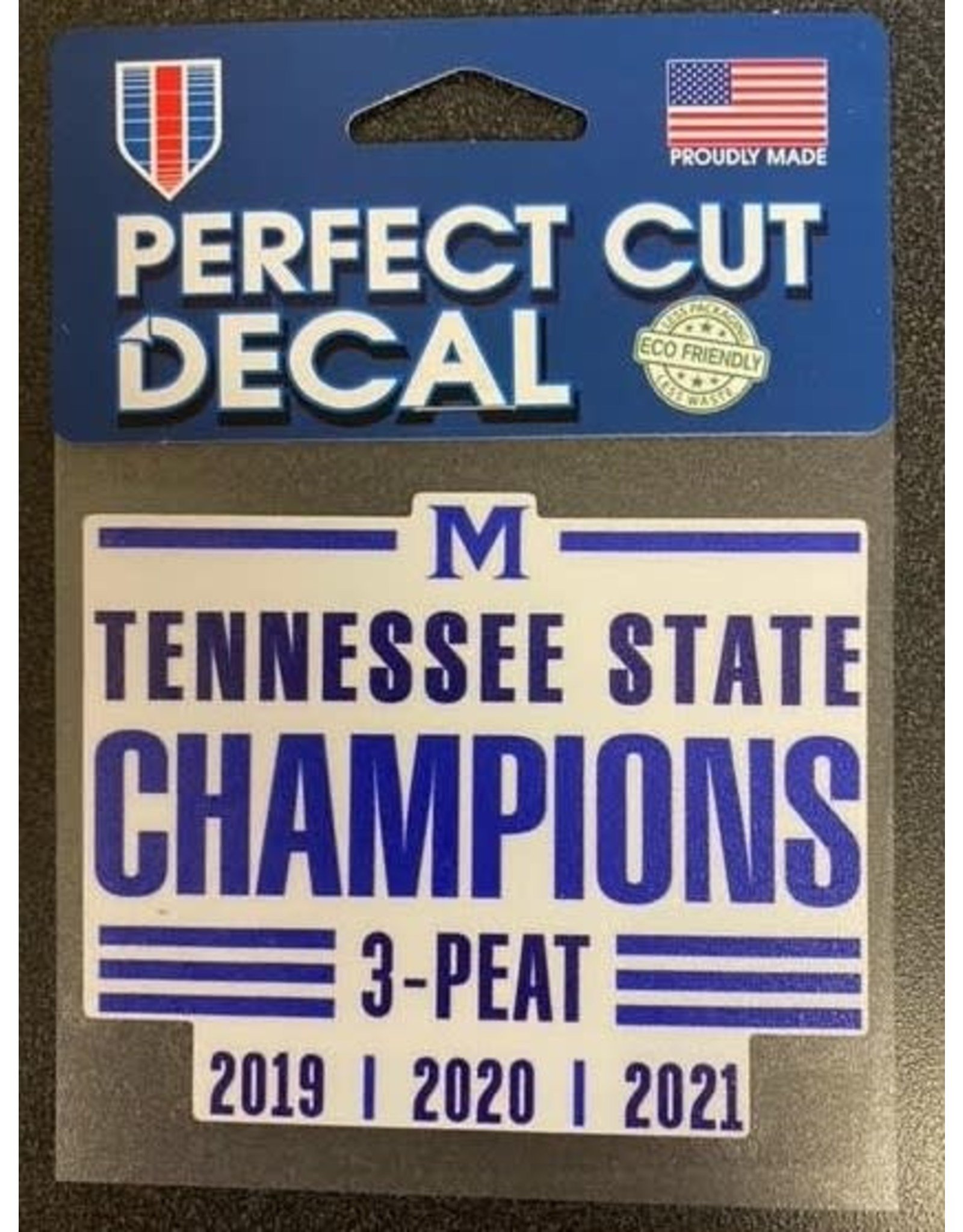 Wincraft Decal 3 Peat / Tennessee State Champions