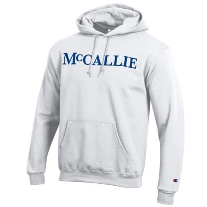 Champion Men's Powerblend White Hoodie with McCallie