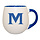 WHITE MUG WITH ROYAL HANDLE AND M