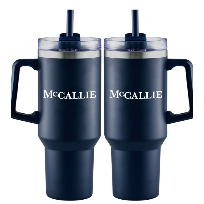 RFSJ 40 oz Stainless Steel travel mug w/straw with McCallie