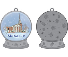 Ornament Pewter Snow Globe with McCallie Chapel Snow