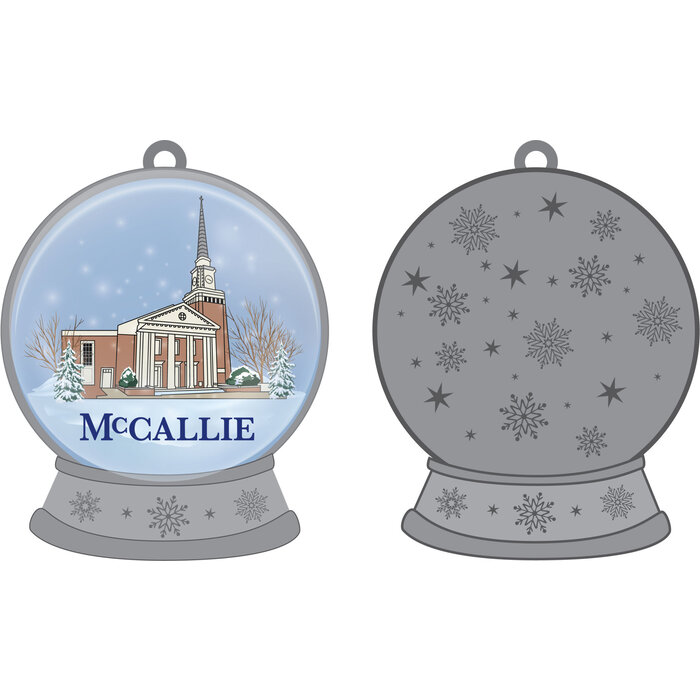 Ornament Pewter Snow Globe with McCallie Chapel Snow