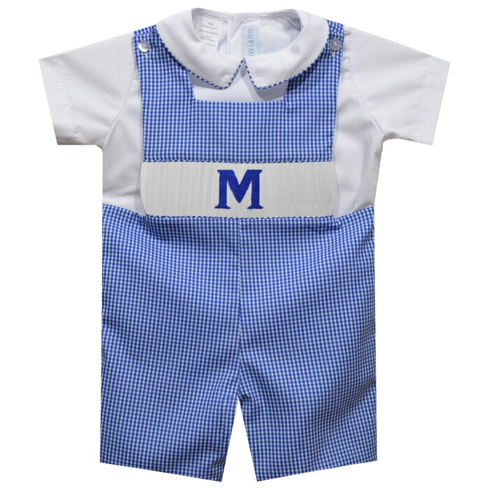 Vive La Fete McCallie Smocked Royal Gingham Jon Jon