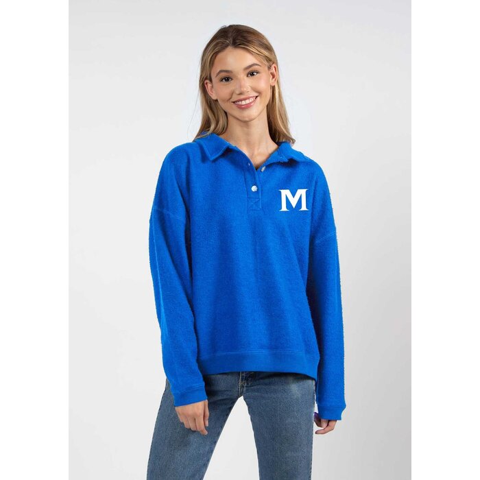 Chicka-d Henley Pullover Royal /M Cropped