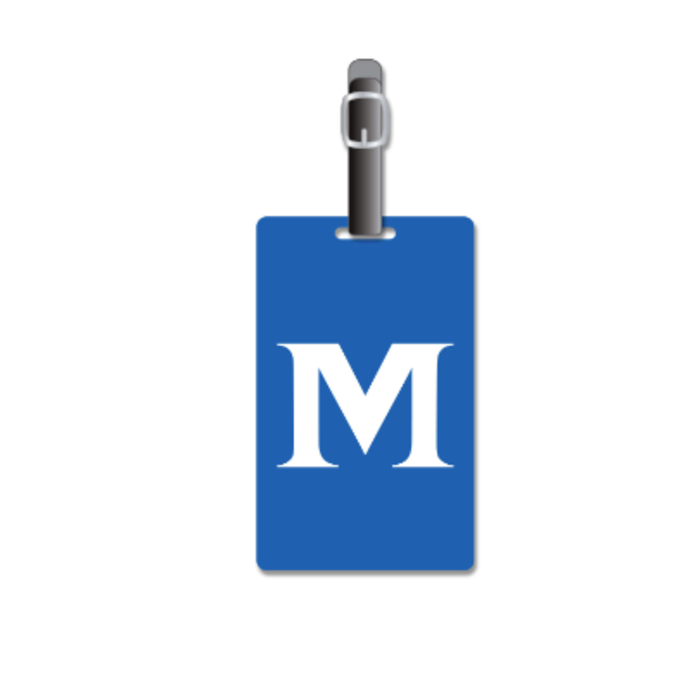 Luggage Tag Blue With White M