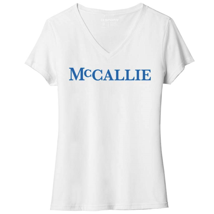 CISport Womens TriBlend VNeck White Tee w/Mccallie